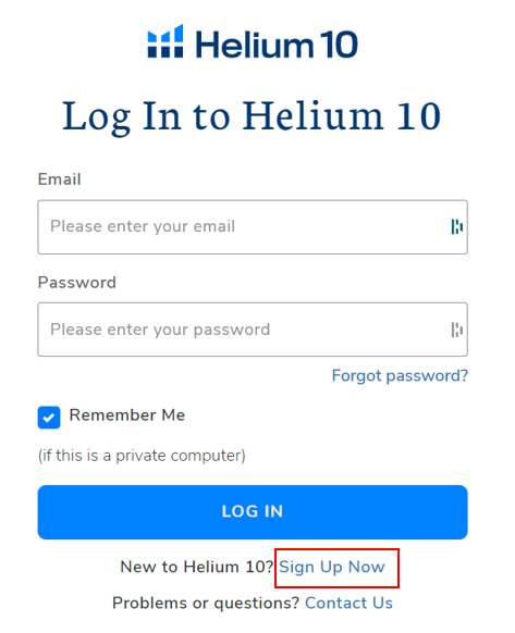Log In Helium 10